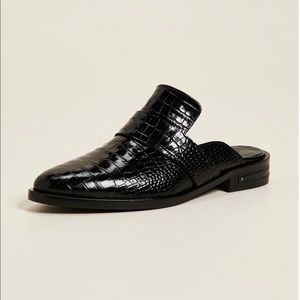 Freda Salvador Keen Mule Black Embossed Croc